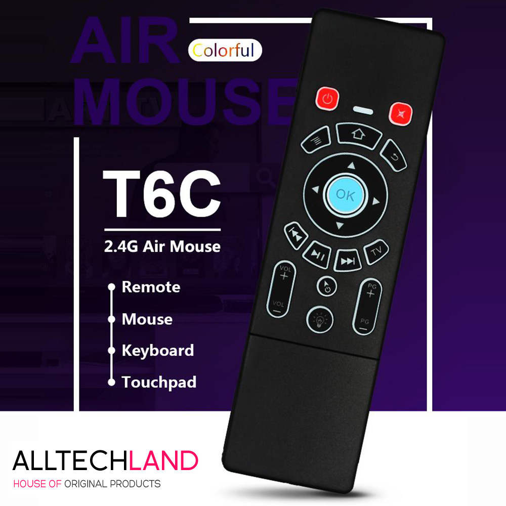T6C Air Mouse 7 Color Backlit Keyboard with Touchpad 2.4Ghz Wireless Re-chargeable Remote Control for Smart TV Box